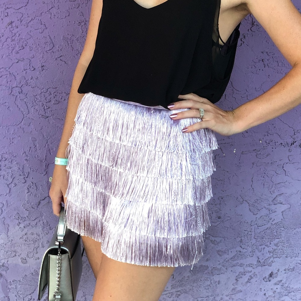 Purple Fringe Mini Skirt - Picture 3 of 8